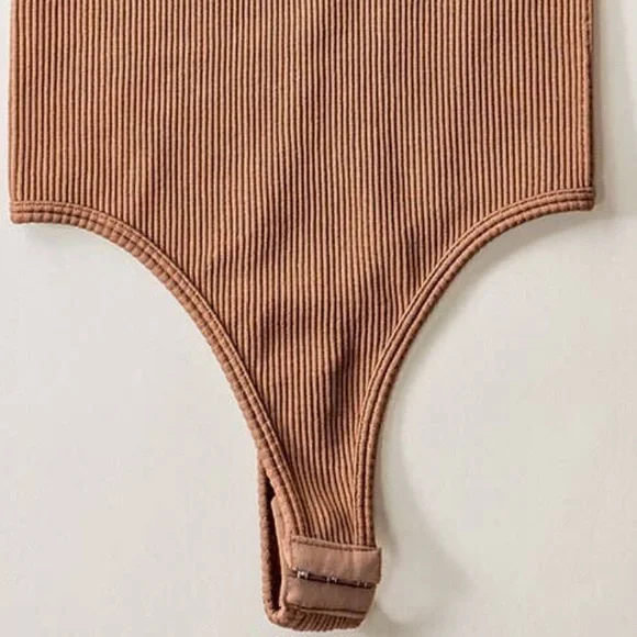 NWOT Tan Brown Trendy Bodysuit - Picture 3 of 5